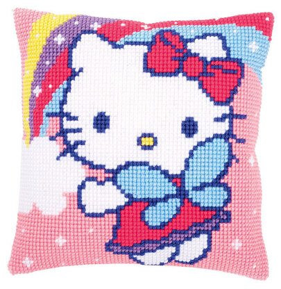 Vervaco Hello Kitty and Rainbow Cushion Front Chunky Cross Stitch Kit - 40cm x 40cm