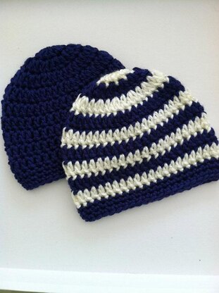 "Preppy" Crochet Baby Beanie in Stripes and Solids