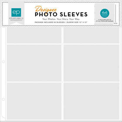 Echo Park Paper Photo Freedom Photo Sleeves Protectors 12"X12" 50/Pkg - (6) 4"X6" Horizontal Pockets