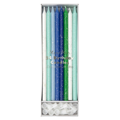 Meri Meri Blue And Green Glitter Candles (Blue Glitter Candles)