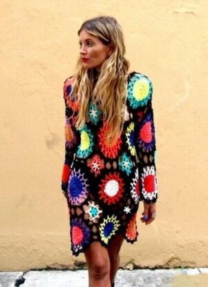Crochet rainbow festival cover up.