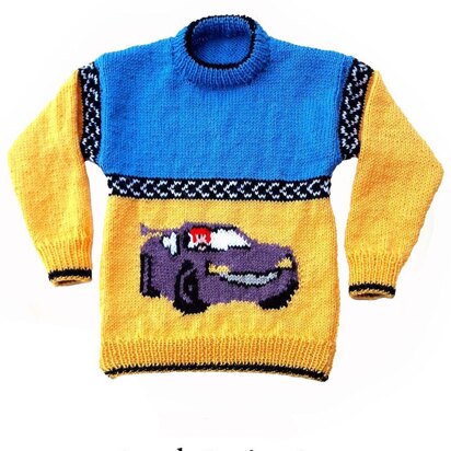 Purple Racing Car Sweater for a child