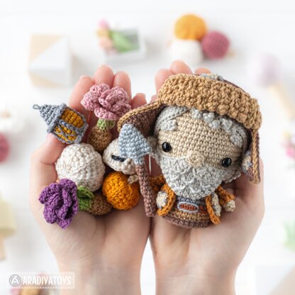4-in-1 halloween night crochet pattern graveyard amigurumi tutorial mini kingdom DIY raven spider zombie howto digital PDF file by AradiyaToys (Olka Novytska)