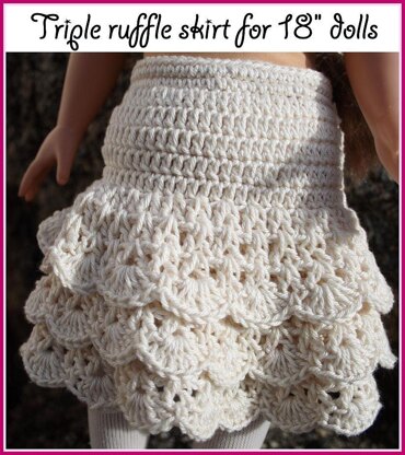 Triple ruffle skirt for American girl 18" dolls