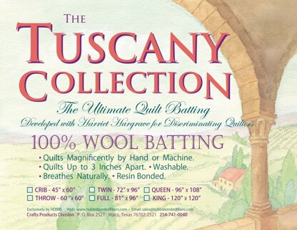 Hobbs Batting Tuscany 100% Washable Wool 96in x 108in Queen