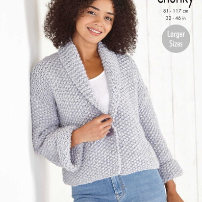 Sweater and Jacket Knitted in King Cole Timeless Classic Super Chunky - 5829 - Downloadable PDF