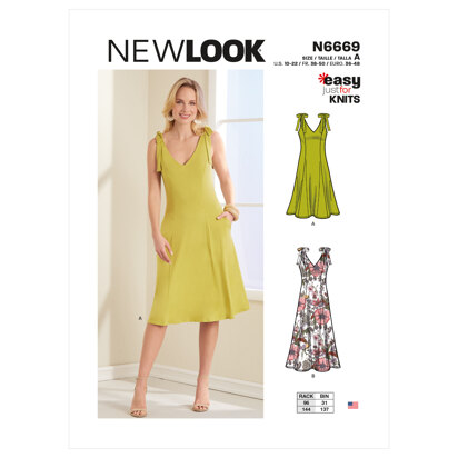 New Look N6669 Misses' Dress, designed for stretch knits N6669 - Paper Pattern, Size A (10-12-14-16-18-20-22)