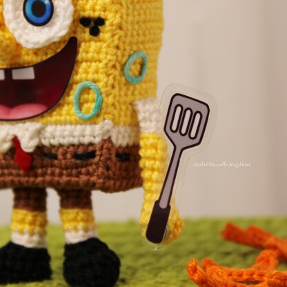 Bubbly Square Buddy – Chibi Amigurumi Crochet Pattern (Chef Hat, Mini Burger, Jellyfish & Spatula)