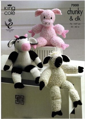 Farmyard Collection Toys in King Cole Cuddles Chunky and Dollymix DK - 7000