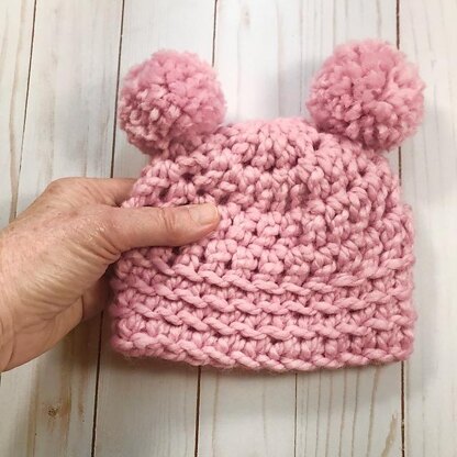 Double Pom Pom Baby Beanie