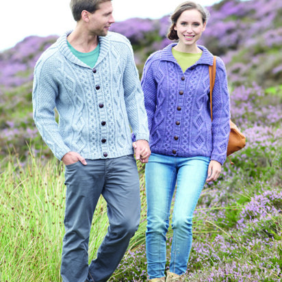 Flat Collar & Shawl Collar Cardigans in Hayfield Aran with Wool - 7065