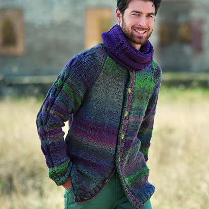 Mens Neckwarmer and Cardigan in Katia Azteca and Maxi Merino - 10