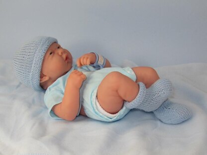 Just For Preemies - Premature Baby Simple 4 Ply Beanie and Booties Set