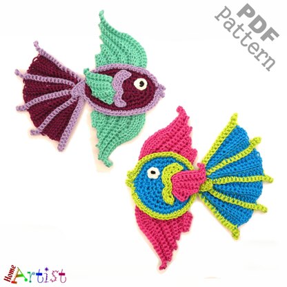 Fish Fantail 2 crochet applique pattern