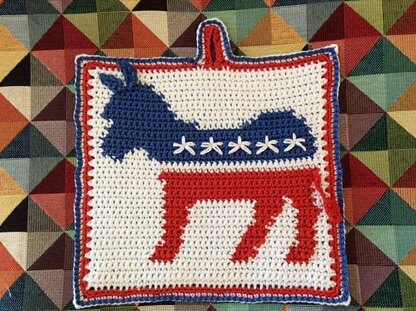 Democrats' Donkey logo pot holder pattern