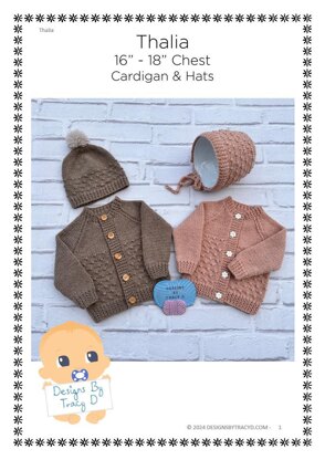 Thalia Baby Cardigan, Hat & Bonnet knitting pattern 0-6mths