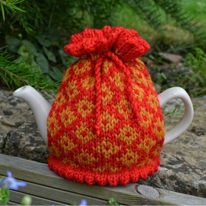 Diamond Fair Isle 2 Cup Teapot Cosy Knitting Pattern