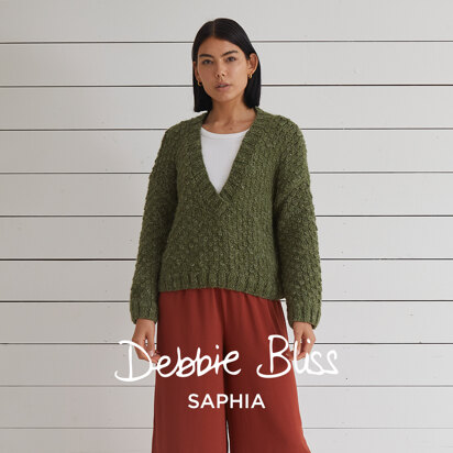 Diana V Neck Sweater -  Knitting Pattern for Women in Debbie Bliss Saphia