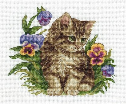 Klart Kitten in Flowers Cross Stitch Kit - 17cm x 15cm