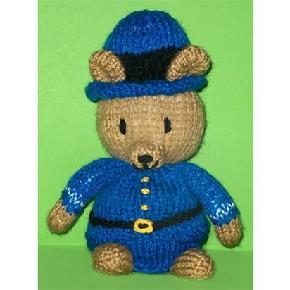 Police Teddy Bear choc orange cover /15cm toy - knitting pattern