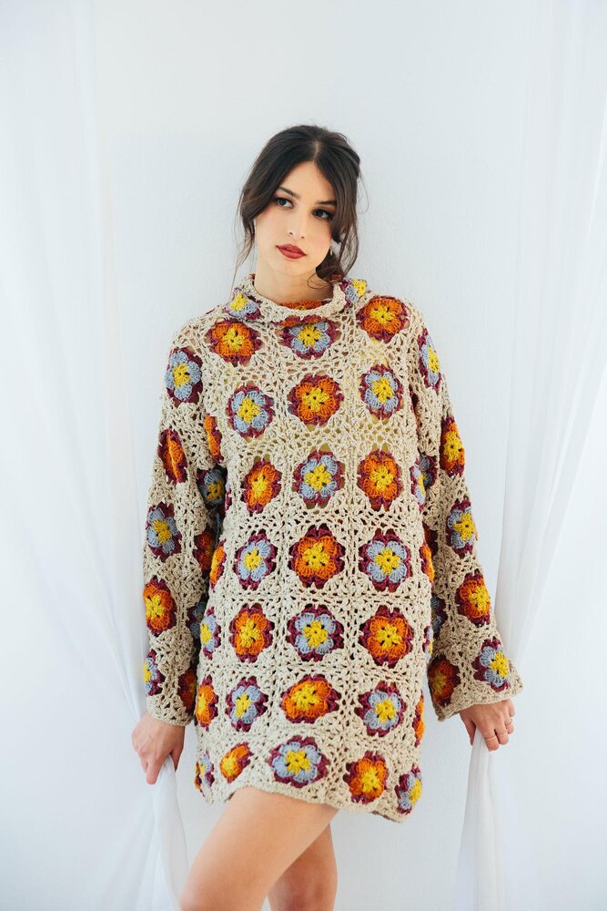 Lotus flower Granny Square Tunic /Dress at WEBS