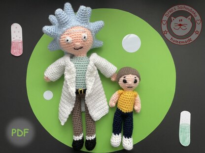 Scientist and Grandson amigurumi