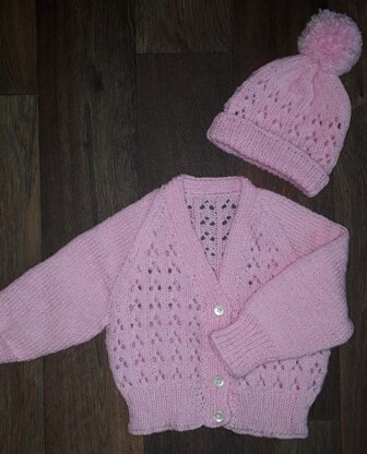 Baby Lace Cardigan and Hat