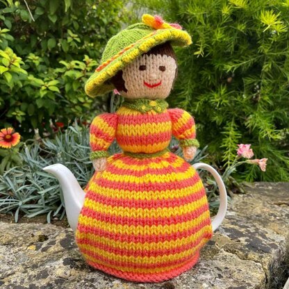 Edwardian Lady 4 Cup Teapot Cosy Knitting Pattern - Novelty Teapot Cosy Knitting Pattern