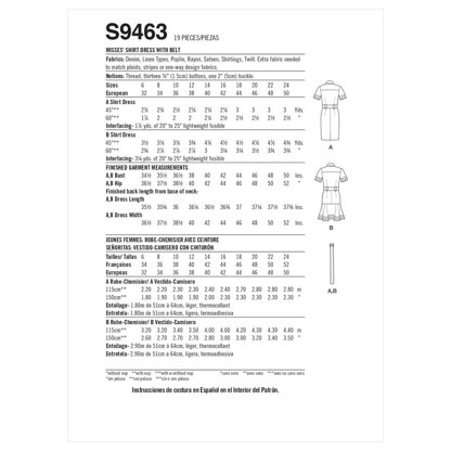 Simplicity Kinder-Blusenkleid mit Gürtel S9463 - Schnittmuster Größe 16-18-20-22-24