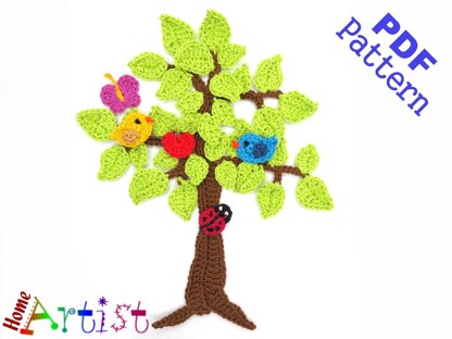 Tree set crochet applique pattern