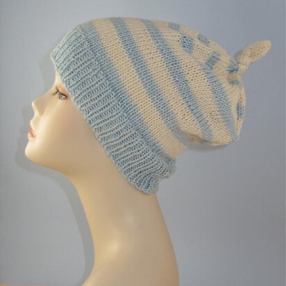 Simple Stripe Topknot Slouch hat