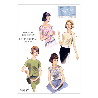 Vogue Misses' Jewel or Scoop-Neck, Princess-Seam Tops V9187 - Sewing Pattern