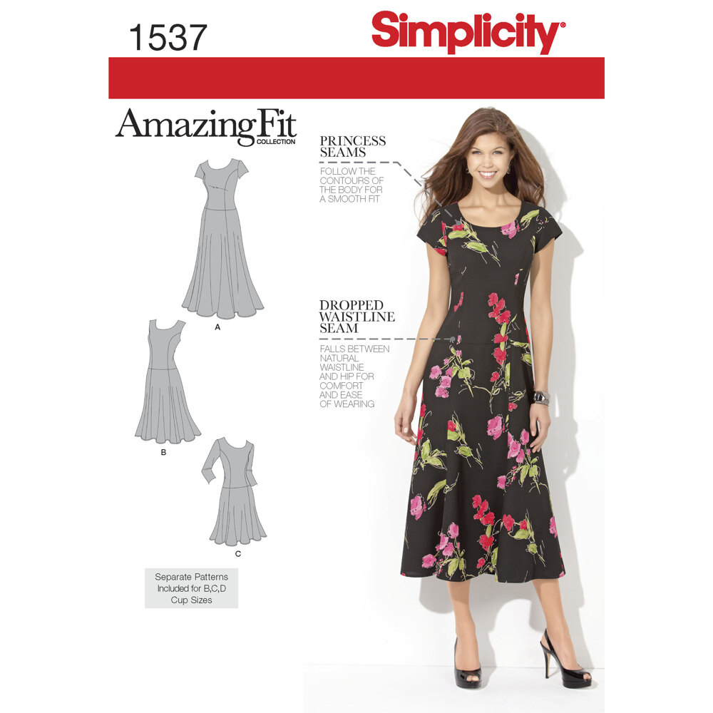 Simplicity Women's and Plus Size Amazing Fit Dress 1537 - Sewing Pattern | LoveCrafts Simplicity Women's and Plus Size Amazing Fit Dress 1537 - Sewing Pattern | LoveCrafts