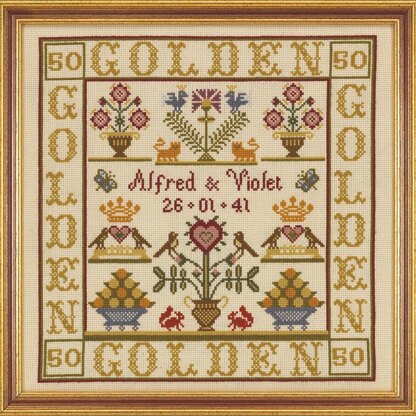 Historical Sampler Company Golden Anniversary Sampler Cross Stitch Kit - 28cm x 27cm