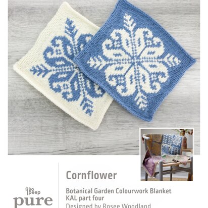 Bo Peep Pure Botanical Garden Blanket KAL - Cornflower in West Yorkshire Spinners - WYSKAL04C - Downloadable PDF