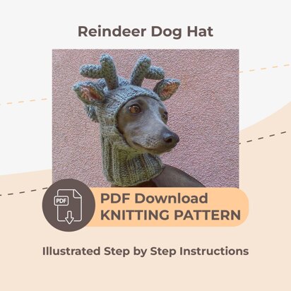 Reindeer Dog Hat - knitting pattern