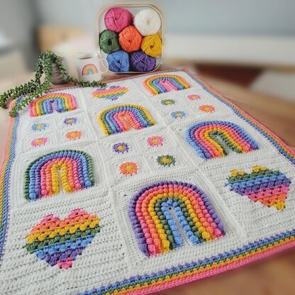 Rainbows of Love & Flowers Blanket - UK Terms