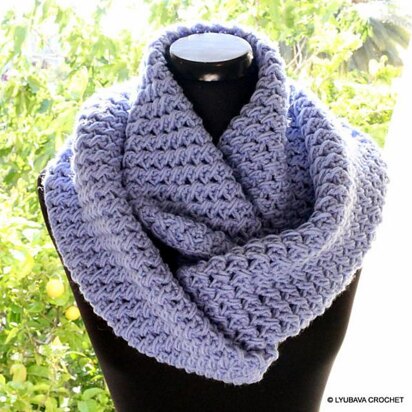 Crochet cross stitch infinity scarf unisex