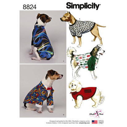 Simplicity 8824 Dog Coats in Three Sizes - Paper Pattern, Size A (S-M-L)