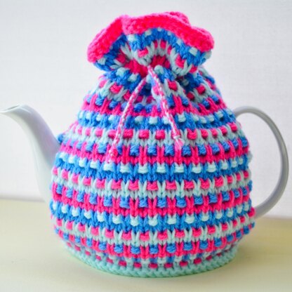 Lilac Speckled Rib 4 Cup Teapot Cosy Knitting Pattern