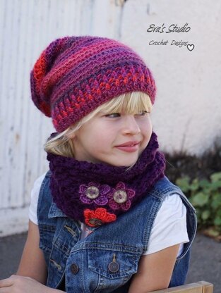 Crochet Slouchy Hat and Neck Warmer