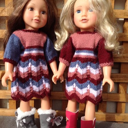 Multi colour dress, bolero, bag for 18" doll