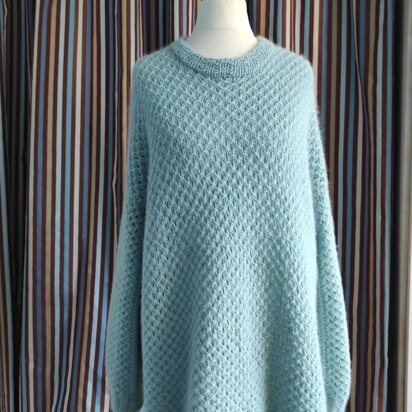 Instructions for Knitting a Blue Jumper with Mesh Pattern