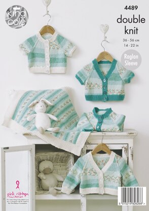 Raglan Cardigans & Blanket in King Cole Drifter For Baby DK - 4489 - Downloadable PDF