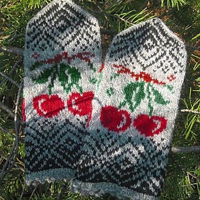Cherry Mittens - knitting pattern