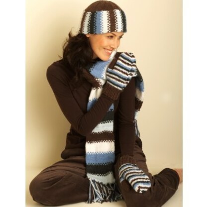 Hat, Scarf and Mittens in Bernat Satin