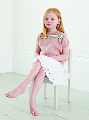 Maisie Fairisle Sweater - Knitting Pattern for Girls in Debbie Bliss Baby Cashmerino