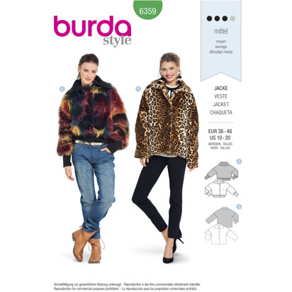 Burda Style Women's Fur Coat B6359 - Paper Pattern, Size 10-20