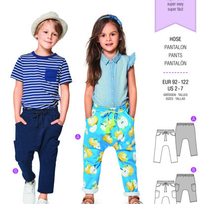 Burda Style Child's Elastic Waistband Trousers B9342 - Paper Pattern, Size 2-7