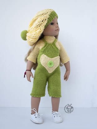 Outfit Lime and lemon for doll 16"-18" knitting flat